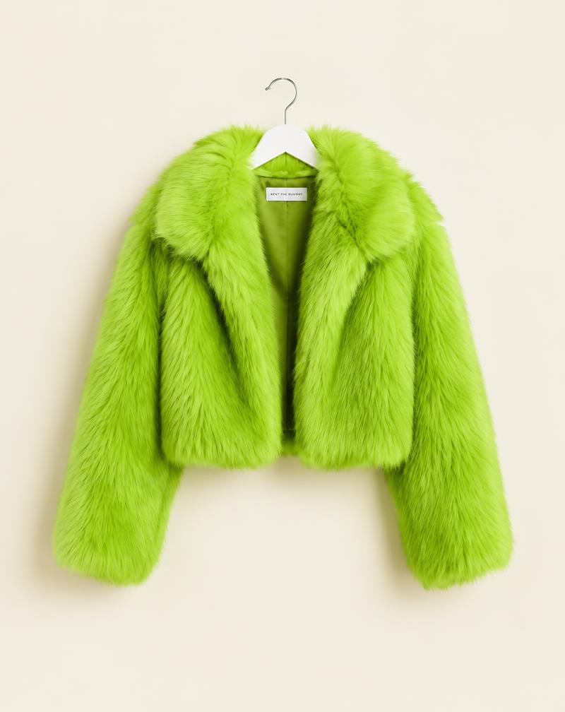 Green faux-fur jacket
