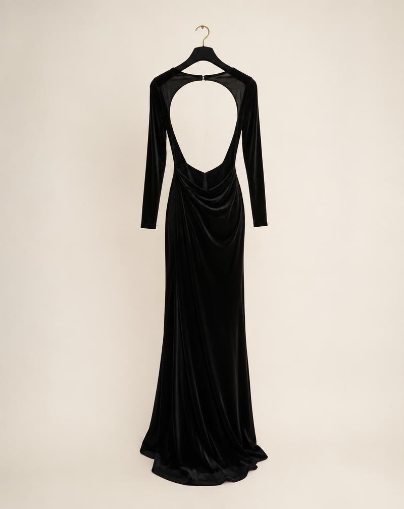 Open-back velvet gown